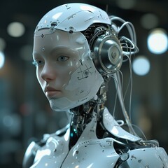 Fototapeta premium artificial intelligence in human form, robotic woman