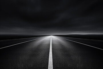 Empty asphalt road in the cloudy sky. Concept of speed and travel - obrazy, fototapety, plakaty