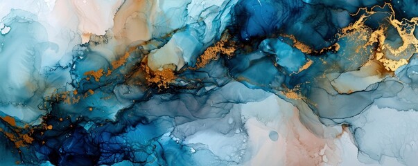 Alcohol ink. Style incorporates the swirls of marble or the ripples of agate. Abstract painting, can be used as a trendy background.