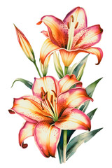 Illustration of a stargazer lily on isolated background. Un lirio stargazer.