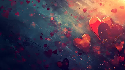 Fotobehang Love wedding romance valentine day red hearts background wallpaper concept © BeautyStock