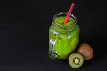 Fresh kiwi  fruit smoothie cocktail drink. Healthy lifestyle. Food diet concept.