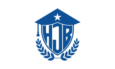 HJB three letter iconic academic logo design vector template. monogram, abstract, school, college, university, graduation cap symbol logo, shield, model, institute, educational, coaching canter, tech