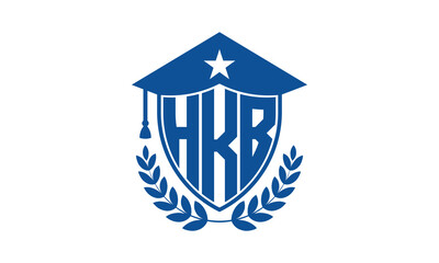 HKB three letter iconic academic logo design vector template. monogram, abstract, school, college, university, graduation cap symbol logo, shield, model, institute, educational, coaching canter, tech