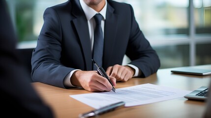person signing a document