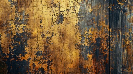 Abstract gold weathered wall painted background.