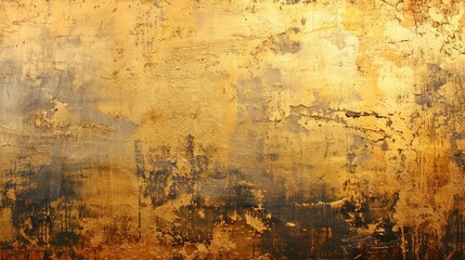 Abstract gold weathered wall painted background.