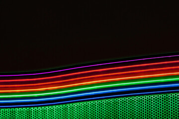 rainbow of LED strips. decor on the shopping center. abstract background
