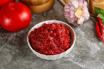 Natural organic red tomato paste