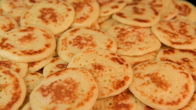 Close up Cocktail Blinis or mini blinis, High quality 4k footage