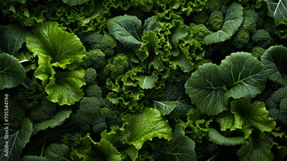 Poster fresh broccoli leaves background generative ai