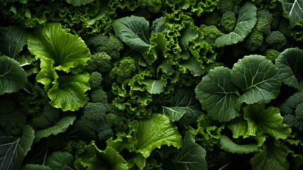 Fresh Broccoli Leaves Background Generative AI