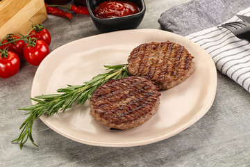 Grilled two beef burger cutlet
