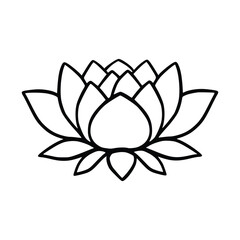 Simple lotus flower line drawing outline isolated in white background. 
Lotus Blossom Symbol Icons. Vector illustration concept of Abstract Lotus flower