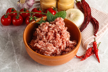Raw minced pork uncooked meat