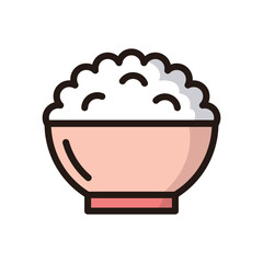 Rice bowl icon vector on trendy design