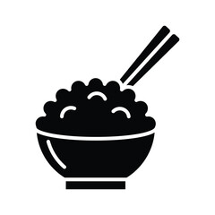 Rice bowl icon vector on trendy design