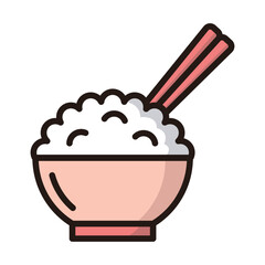 Rice bowl icon vector on trendy design