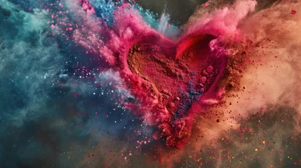 Poster Heart made of multi-colored powder symbolizing the beauty and energy of love on Valentine's Day © Irina Beloglazova