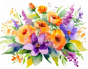 Lush Watercolor Floral Arrangement