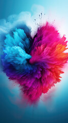 Heart made of multi-colored powder symbolizing the beauty and energy of love on Valentine's Day