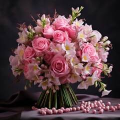 Bunch of flowers on white background. Birthday, lover's day, women's day