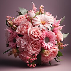 Bunch of flowers on white background. Birthday, lover's day, women's day
