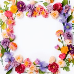 Floral frame on white background. space to write