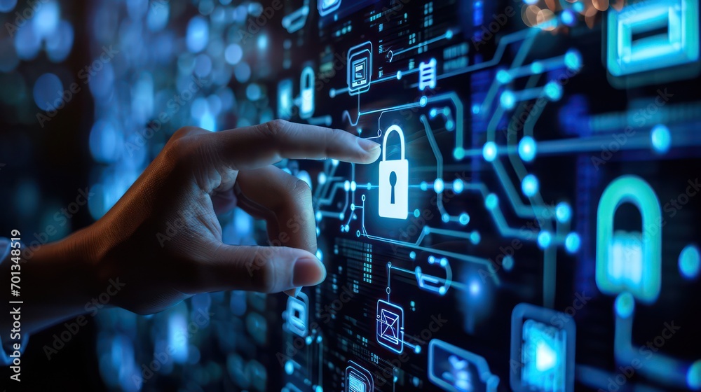 Wall mural cyber security access control data protection personal information privacy concept. generative ai.
