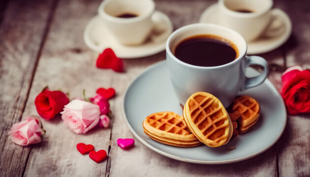 Goffre con Accompagnamenti Romantici su Sfondo Vintage