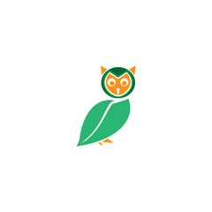 owl logo nature illustration leaf design vector abstract