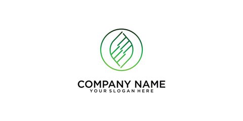 A simple orange leaf logo with a unique shape | premium vector
