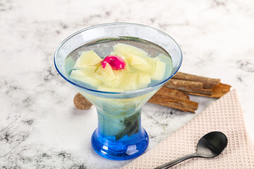 Sweet pineapple jelly with mint