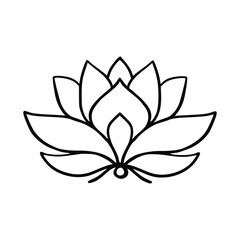 Simple lotus flower line drawing outline isolated in white background. 
Lotus Blossom Symbol Icons. Vector illustration concept of Abstract Lotus flower