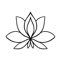 Simple lotus flower line drawing outline isolated in white background. 
Lotus Blossom Symbol Icons. Vector illustration concept of Abstract Lotus flower