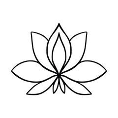 Simple lotus flower line drawing outline isolated in white background. 
Lotus Blossom Symbol Icons. Vector illustration concept of Abstract Lotus flower