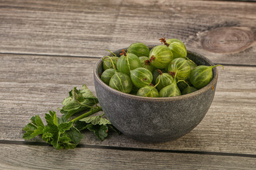 Natural ripe gooseberry heap in the bowl
