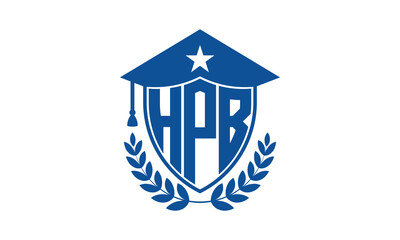 HPB three letter iconic academic logo design vector template. monogram, abstract, school, college, university, graduation cap symbol logo, shield, model, institute, educational, coaching canter, tech