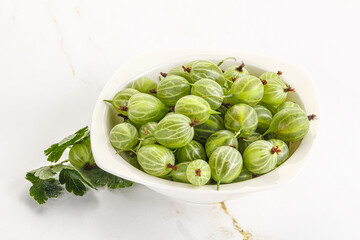 Sweet ripe gooseberries in the bowl