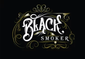 Foto op Plexiglas BLACK SMOKER lettering custom logo design © Anton blez