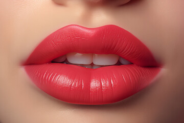 Fototapeta premium Closeup of lips of a woman