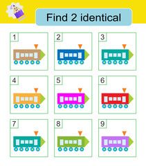 Fun puzzle game. Need to find two identical locomotives. Task for development of attention and logic.