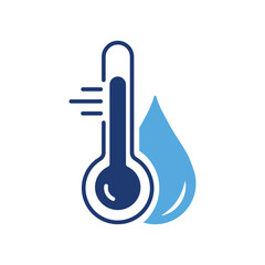 Water Temperature Indicator Silhouette Icon. Mercury Thermometer and Water Drop Color Pictogram. Temperature and Humidity Level Icon. Isolated Vector Illustration.