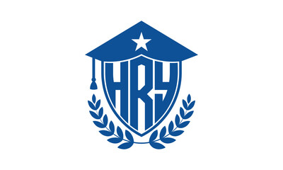 HRY three letter iconic academic logo design vector template. monogram, abstract, school, college, university, graduation cap symbol logo, shield, model, institute, educational, coaching canter, tech