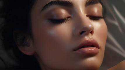 A woman visiting a beauty esthetician, a woman receiving skin care. cosmetics photo, beauty industry advertising photo.