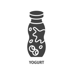 Yogurt bottle glyph icon. Dairy product vector illustration.