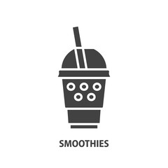 Smoothie and milkshake glyph icon. Disposable plastic cup vector symbol with drink.