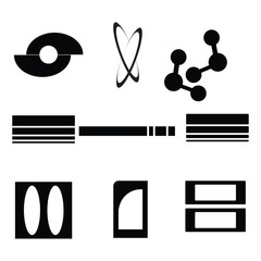 Set with different Y2k elements for design.  Collection of abstract graphic geometric symbols and objects in y2k style.