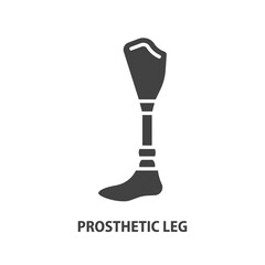 Prosthetic leg glyph icon. Modern exoskeleton vector sign. - 701356759