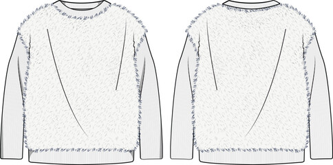 UNISEX WEAR BORG FLEECE SWEATER OUTERWEAR FRONT AND BACK FASHION FLAT DESIGN VECTOR ILLUSTRATION © M A A Designs